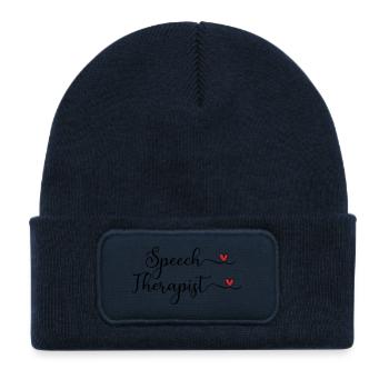 Speech Therapist with a Heart - Kids' Recycled Patch Beanie - french navy - Front