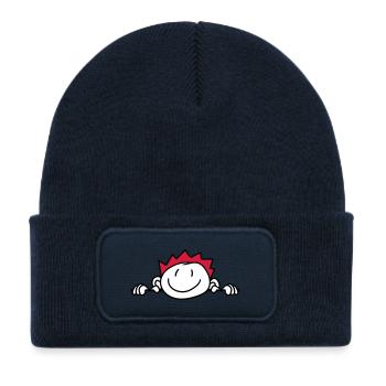 hide wall wall face head child painted kri - Kids' Recycled Patch Beanie - french navy - Front