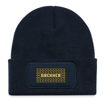 Burner Yellow Net Pattern - Kids' Recycled Patch Beanie - french navy - Front