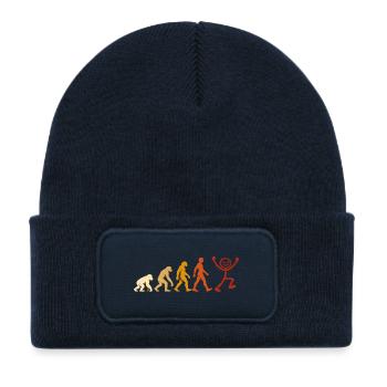 Evolution Mensch Freude Retro Design - Kinder Recycelter Patch Beanie - French Navy - Vorne