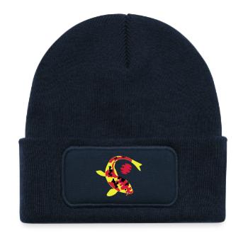 Abstract fish in bright colors - Kids' Recycled Patch Beanie - french navy - Front