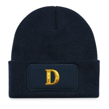 Gold D Monogram - Kids' Recycled Patch Beanie - french navy - Front