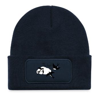 Stylish swallows in flight with cloud - Kids' Recycled Patch Beanie - french navy - Front