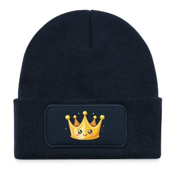 Illustration de la couronne d’or de Kawaii - Bonnet enfant en polyester recyclé avec patch - bleu marine - Devant