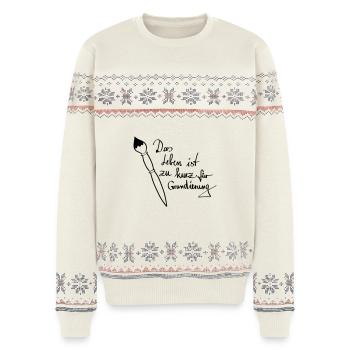 Das Leben ist zu kurz für Grundierung - Unisex Premium Organic Weihnachtspullover - Naturweiß - Vorne - AI Model Female 172 light (172cm) & AI Model Male 178 light (178cm)