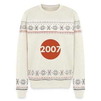 2007 Orange Retro - Unisex Premium Organic Weihnachtspullover - Naturweiß - Vorne - AI Model Female 172 light (172cm) & AI Model Male 178 light (178cm)