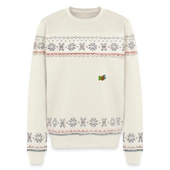 ABC - Unisex Premium Organic Weihnachtspullover - Naturweiß - Vorne - AI Model Female 172 light (172cm) & AI Model Male 178 light (178cm)