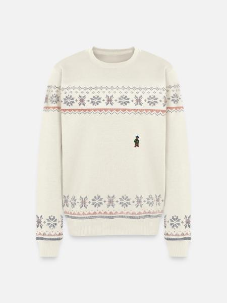 Teddybär 7 - Unisex Premium Organic Weihnachtspullover - Naturweiß