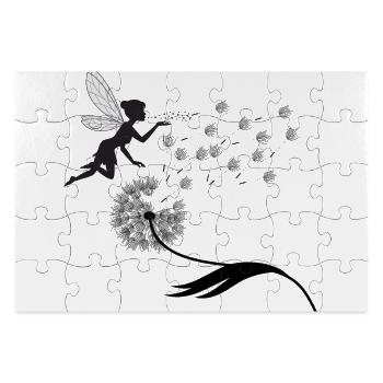 Feenflug-Silhouette mit Staub - Rechteckiges Puzzle 28 x 19 cm - Weiß - Vorne
