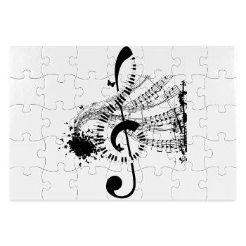 Musiknoten Musik Musiker Notenschlüssel Noten - Rechteckiges Puzzle 28 x 19 cm - Weiß - Vorne