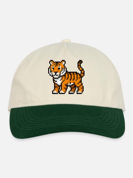 Pixel-Tiger Junges Retro Pixelkunst - Contrast Baseballkappe - Natur/Forstgrün