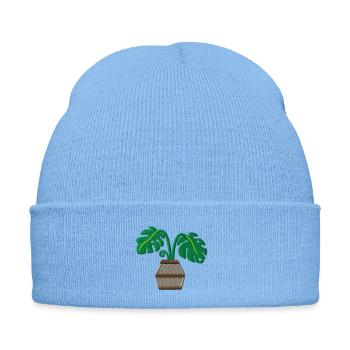 Plante en pot 1 - Bonnet d'hiver personnalisable en broderie - bleu ciel - Devant