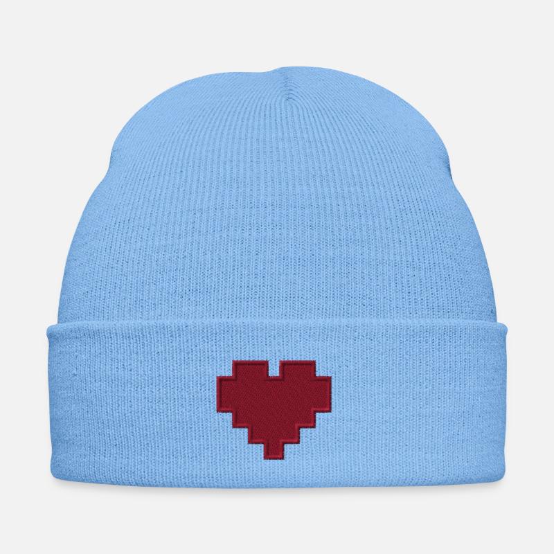 Heart embroidered - Embroidered Winter Hat - sky blue