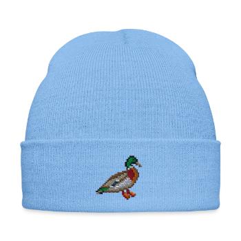 Pixel Duck Brodé - Bonnet d'hiver personnalisable en broderie - bleu ciel - Devant
