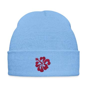 Flower embroidered - Embroidered Winter Hat - sky blue - Front