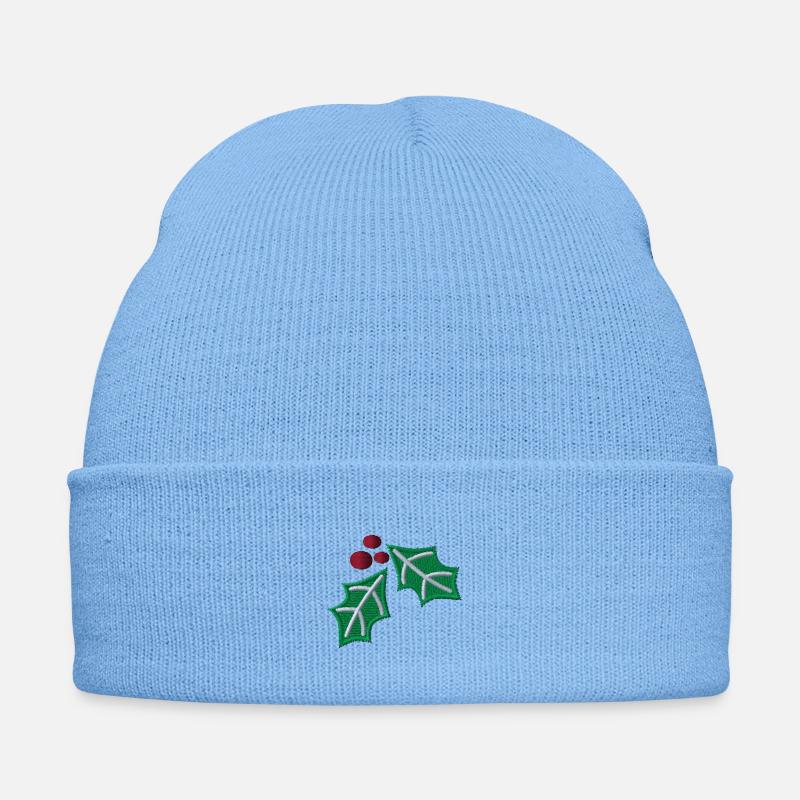 Cornelian cherry embroidered - Embroidered Winter Hat - sky blue