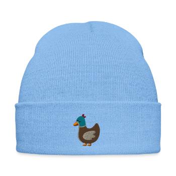 Canard brodé - Bonnet d'hiver personnalisable en broderie - bleu ciel - Devant