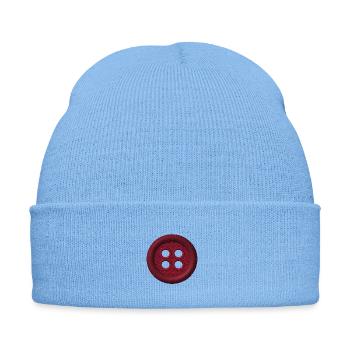 Embroidered button - Embroidered Winter Hat - sky blue - Front