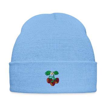 Fraise - Bonnet d'hiver personnalisable en broderie - bleu ciel - Devant