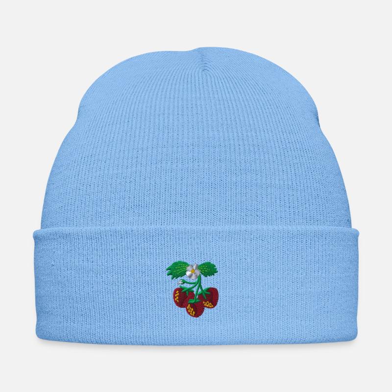 Strawberry - Bestickte Wintermütze - Himmelblau