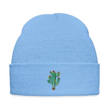 Cactus 1 - Bonnet d'hiver personnalisable en broderie - bleu ciel - Devant