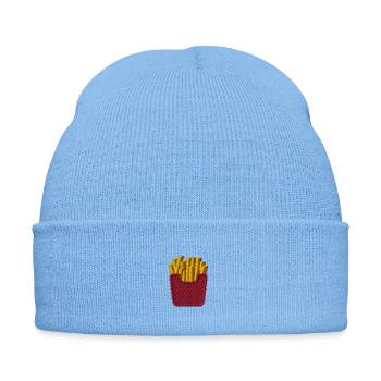 Pommes bestickt - Bestickte Wintermütze - Himmelblau - Vorne