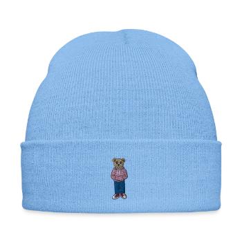 Teddybär 8 - Bestickte Wintermütze - Himmelblau - Vorne