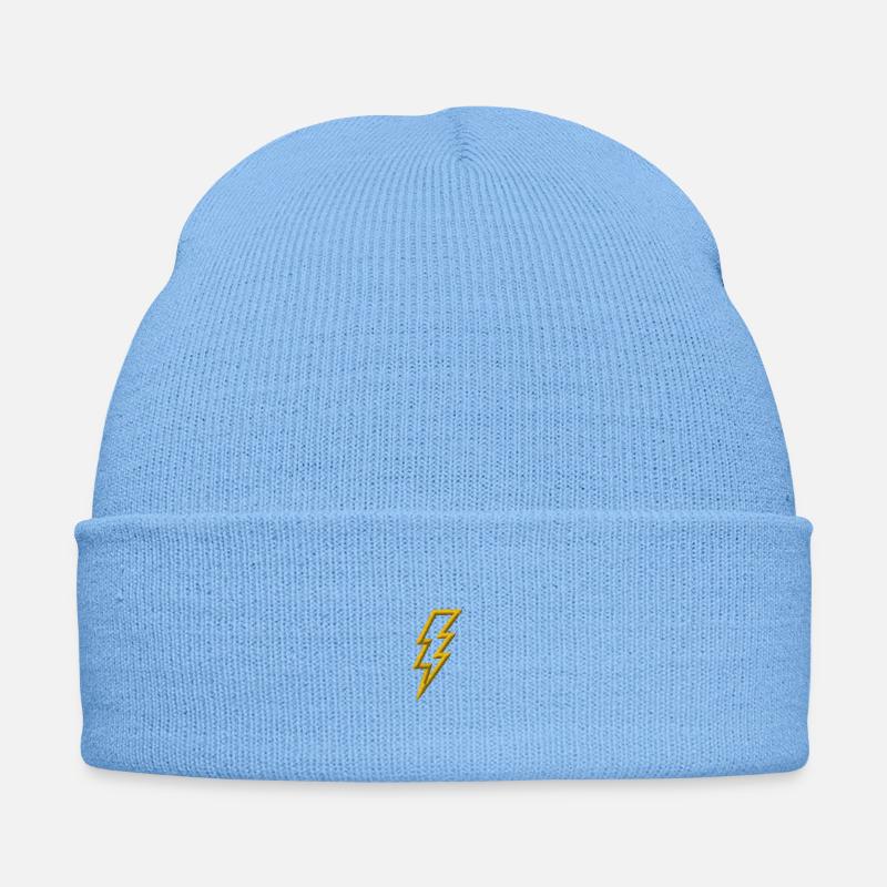 Embroidered lightning bolt - Embroidered Winter Hat - sky blue