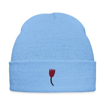 Tulipe brodée - Bonnet d'hiver personnalisable en broderie - bleu ciel - Devant