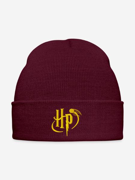 Harry Potterin pieni logotikku - Yksilöllisesti brodeerattu talvipipo - burgundin punainen - Edestä