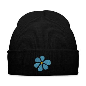 Embroidered daisy - Embroidered Winter Hat - black - Front - Liam (192cm)