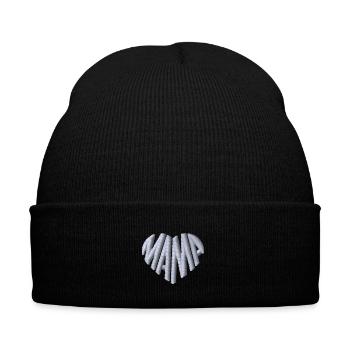 Mom Heart White Embroidered - Embroidered Winter Hat - black - Front - Liam (192cm)