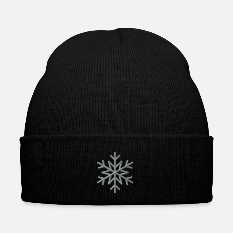 Snowflake - Bestickte Wintermütze - Schwarz