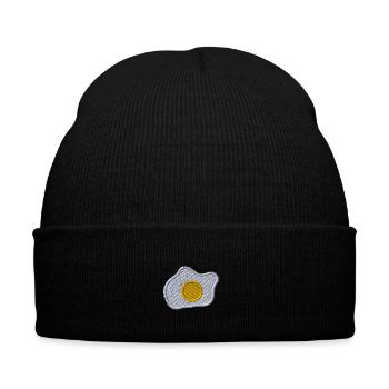 Oeuf au plat brodé - Bonnet d'hiver personnalisable en broderie - noir - Devant - Liam (192cm)