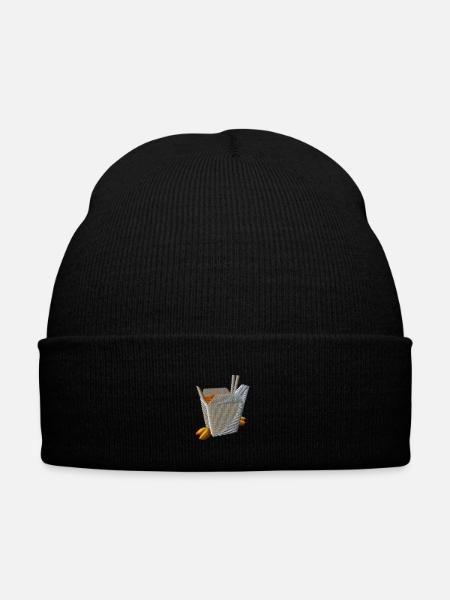 Foodbox asiatico - Cappello invernale con ricamo su misura - nero