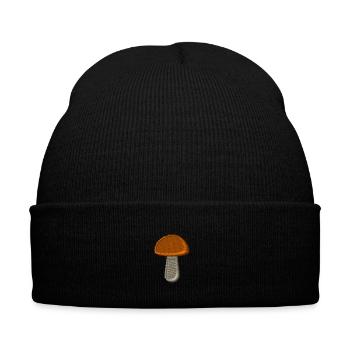 Mushroom embroidered - Embroidered Winter Hat - black - Front - Liam (192cm)