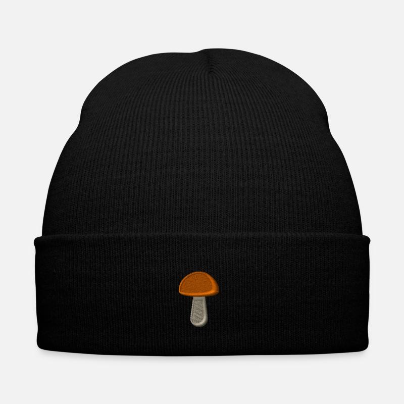 Pilz bestickt - Bestickte Wintermütze - Schwarz