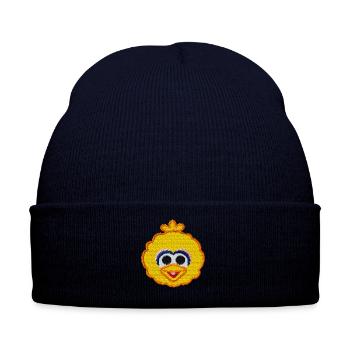 Sesamstraße Bibo Als Stickmotiv - Bestickte Wintermütze - Navy - Vorne - Liam (192cm)