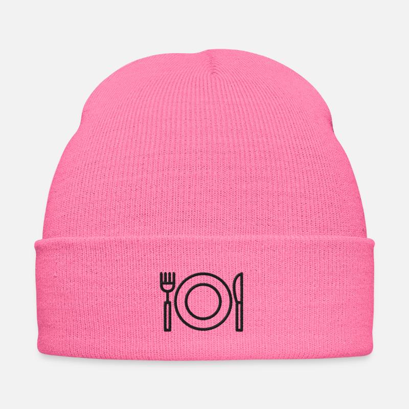 Teller mit Besteck Bestickte Wintermütze