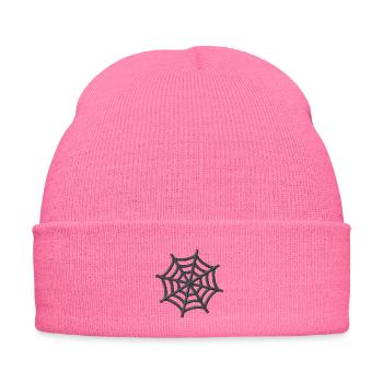 Embroidered spider web - Embroidered Winter Hat - pink - Front