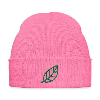 Leaf embroidered - Embroidered Winter Hat - pink - Front