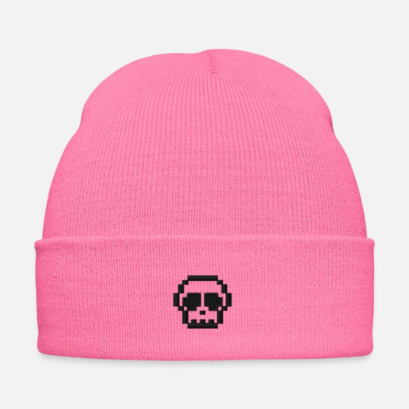 Schädel - Bestickte Wintermütze - Pink