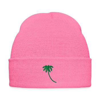 Palmier brodé - Bonnet d'hiver personnalisable en broderie - rose - Devant