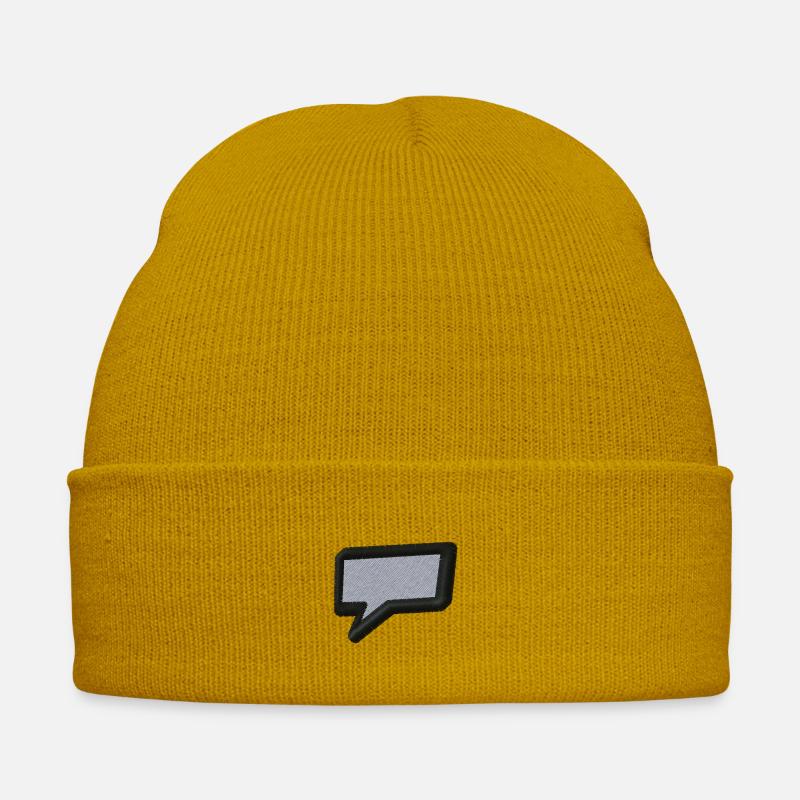 Speech shape - Embroidered Winter Hat - mustard yellow
