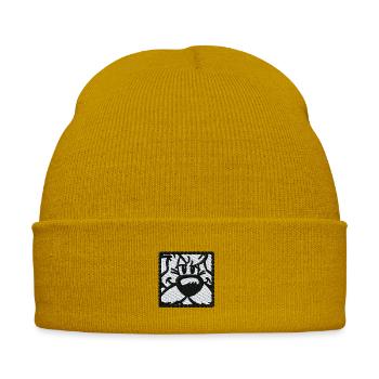 Asterix & Obelix Stickmotiv Idefix  - Bestickte Wintermütze - Senfgelb - Vorne