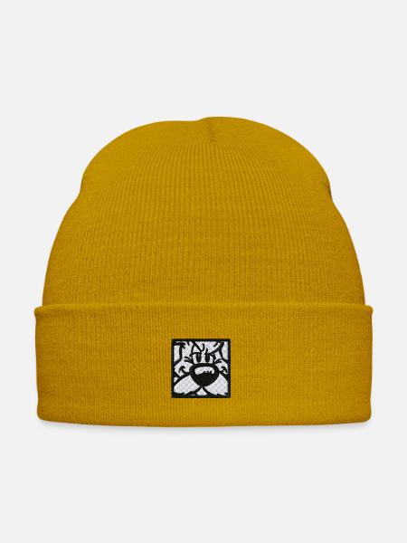 Asterix & Obelix Stickmotiv Idefix - Bestickte Wintermütze - Senfgelb