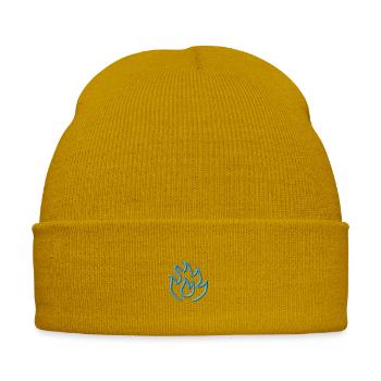 Flame Blue - Embroidered Winter Hat - mustard yellow - Front - Liam (192cm)