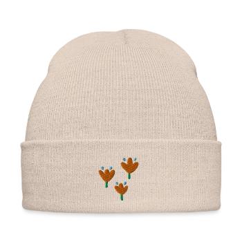 Tulips embroidered - Embroidered Winter Hat - beige - Front