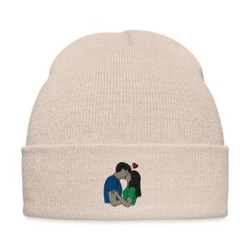 Embrasser les gens - Bonnet d'hiver personnalisable en broderie - beige - Devant