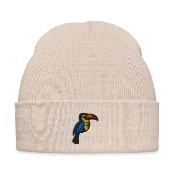 Oiseau exotique - Bonnet d'hiver personnalisable en broderie - beige - Devant